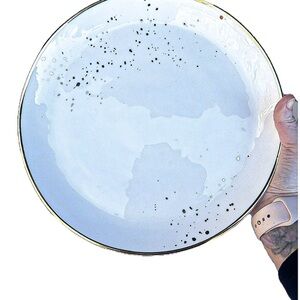 NWT!! Large White Plate with Gold Speckles By Olivia and Oliver